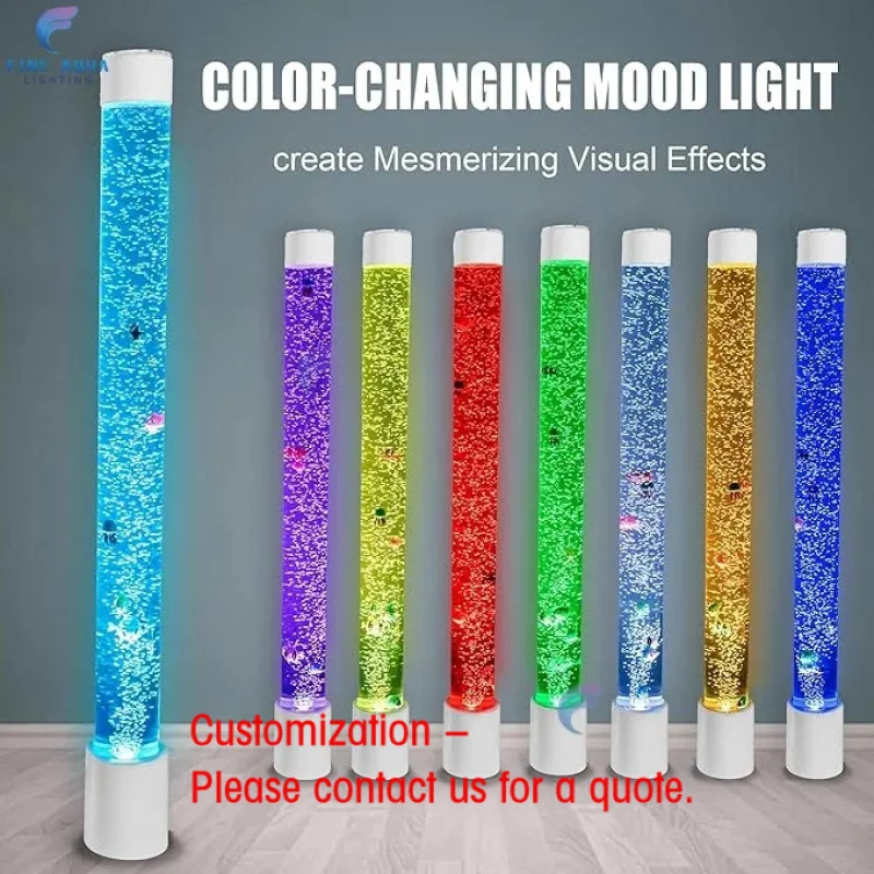 custom.Large Sensory Fish Bubble Light Tube, Wall Mountable Aquarium Column with Remote & 8 Color Changing Lights