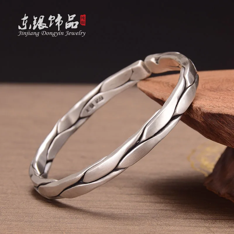 Retro Ethnic Silver Jewelry Personality Trend Fashion Couples Open Push-pull Twist Bracelet Free Shipping