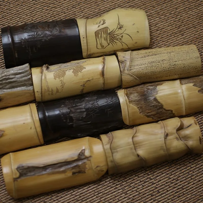 Natural insect-eaten old jade bamboo pure handmade exquisite carving