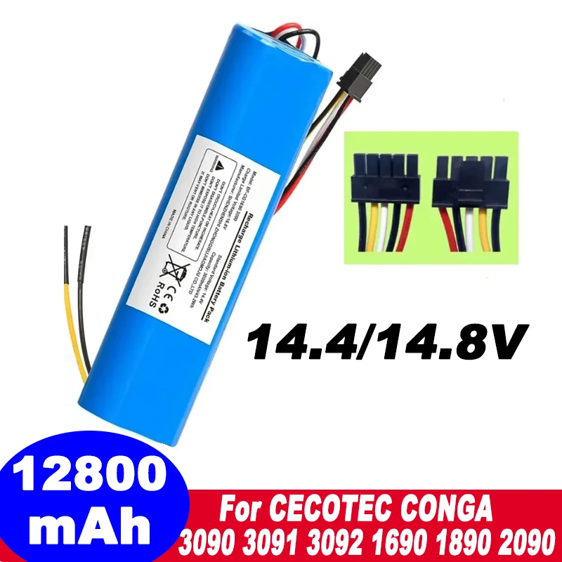 

14.4V 12800mAh Battery Pack New for For CECOTEC CONGA 3090 3091 3092 1690 1890 2090 Robot Vacuum Cleaner Accessorie