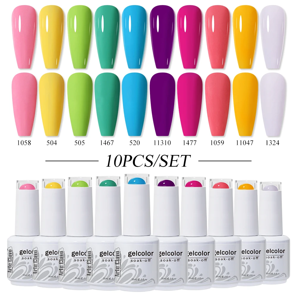 

Arte Clavo 15 мл 10 шт. Набор гель-лаков красного цвета Полуперманентные УФ-светодиодные гель-лаки Soak Off Nail Need Base Top Coat Lacquer