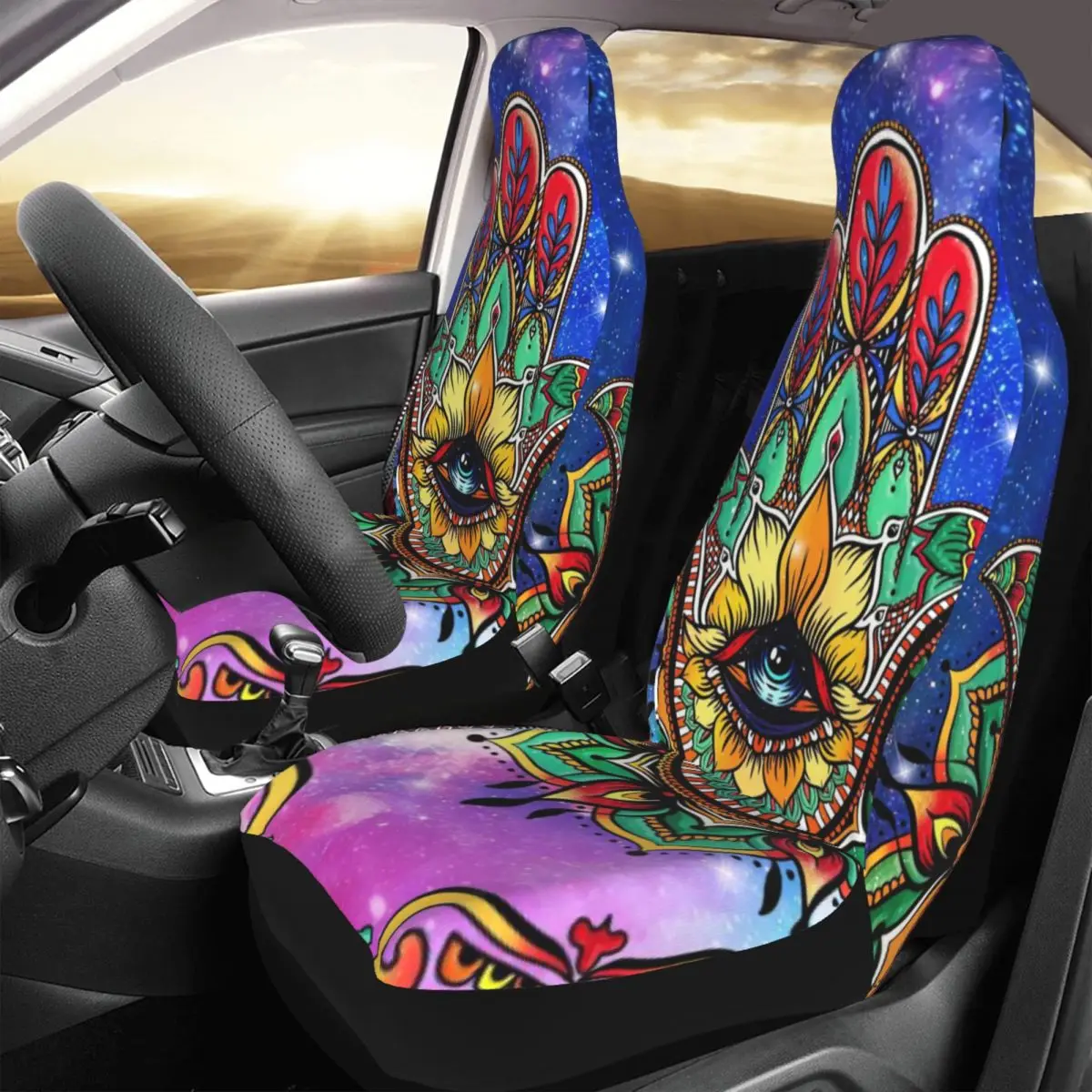 

Mandala Hamsa Art Car Seat Cover Custom Printing Universal Front Protector Accessories Cushion Set