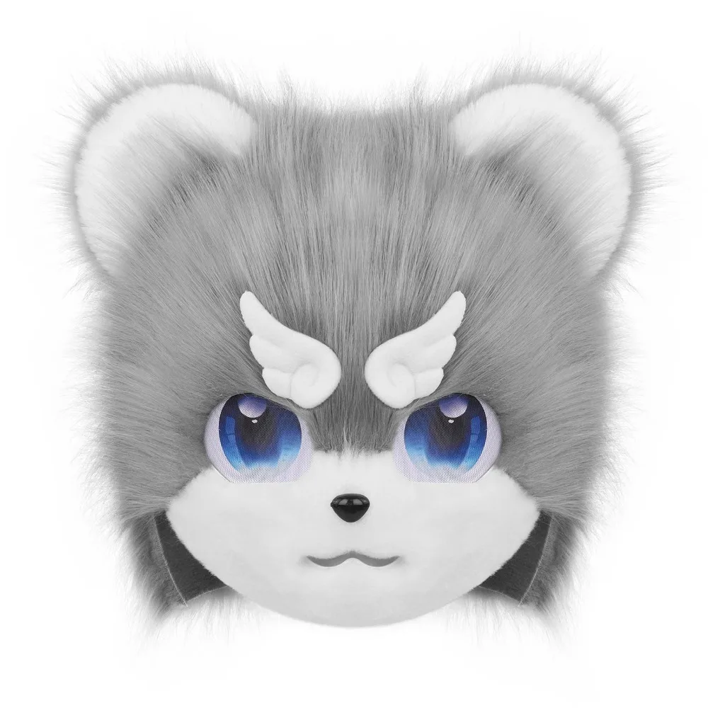 Animal Furry Fursuit Cat Dog Mask Faux Fur Plush Full Head Cute Fox Furry for Halloween Party Carnival Cosplay Costume Props
