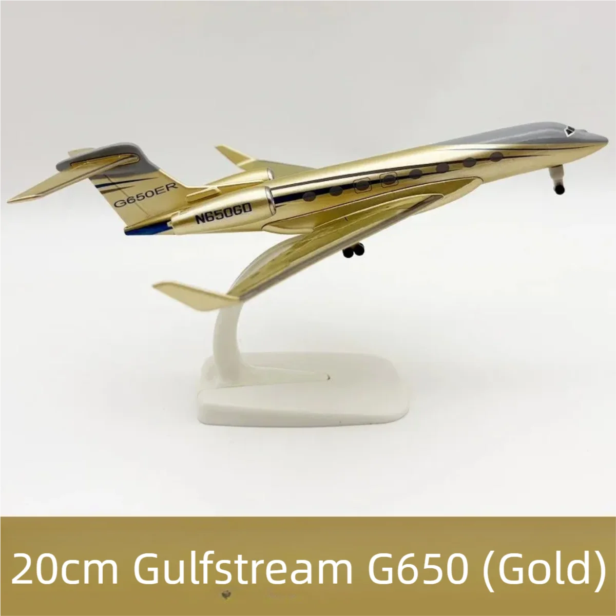 20cm Gulfstream G650ER Airplane Models Alloy Diecast 1/200 Scale Aircraft Assemble With Wheels Miniature Plane Souvenir Display