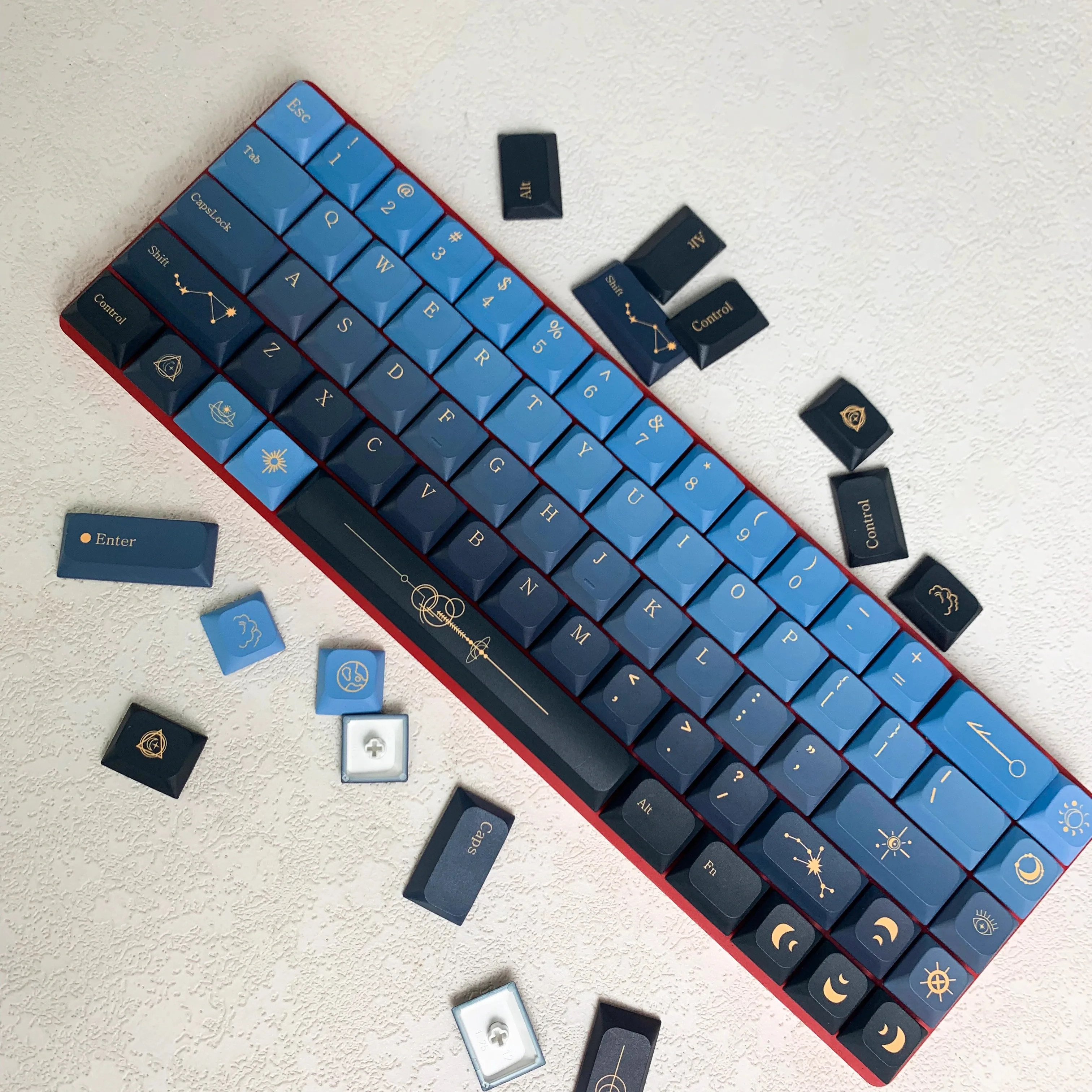 Ster Nacht Laag Profiel Toetsenbord 130 Toetsen Slanke Keycaps Vijf Kanten Dye Sublimatie PBT Keycaps voor MX Switches Mechanisch Toetsenbord