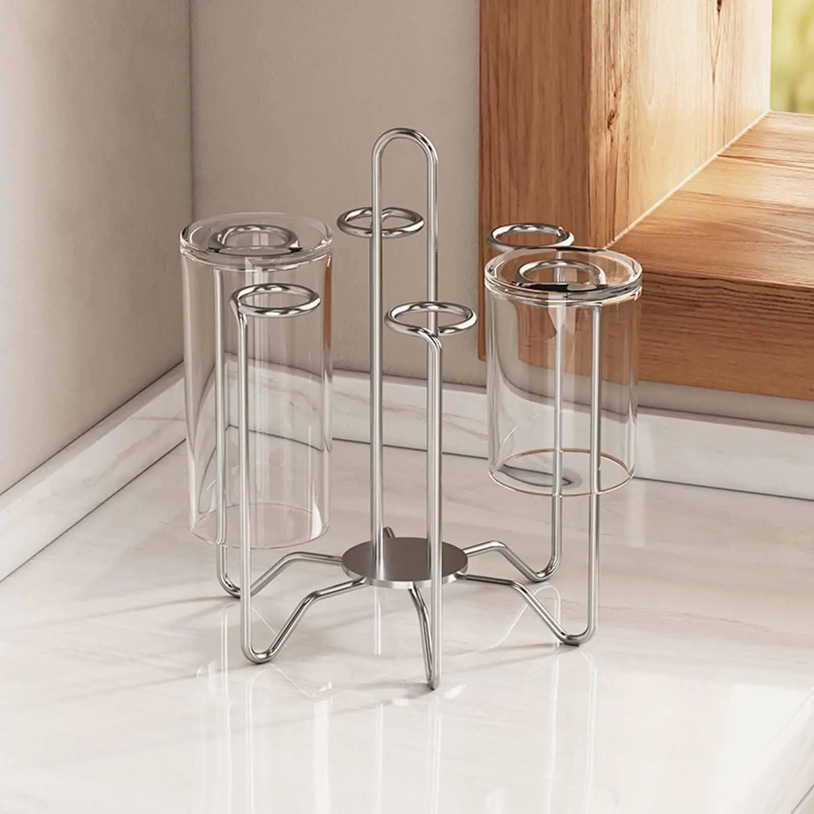 Tempat Mug Kopi Rak Display Hemat Ruang, Rak Penyimpanan Cangkir Teh, Rak Cangkir Air untuk Meja Dapur Kantor Meja Restoran