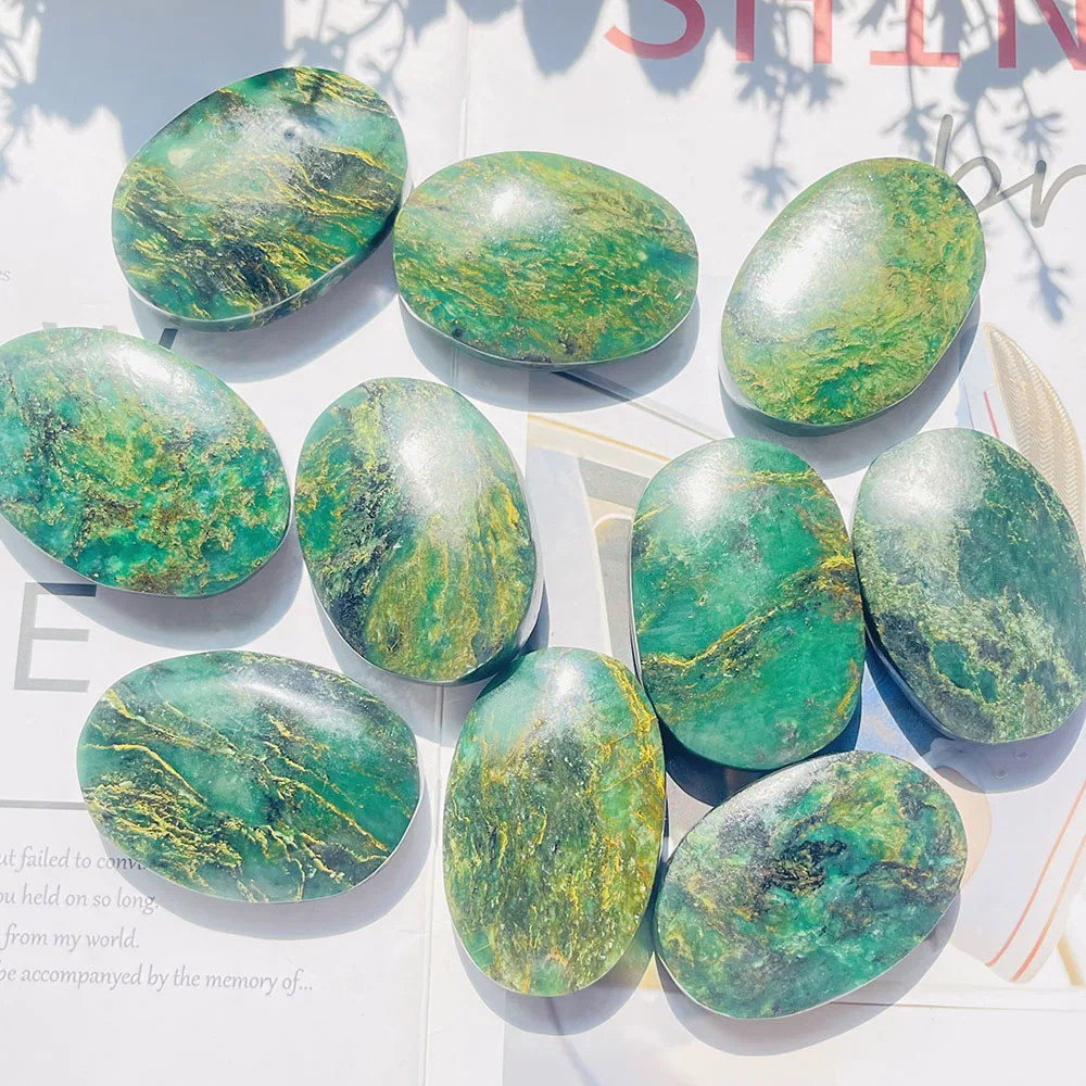 Piedra de palma verde de alta calidad, Reiki, energía, preocupación, cristal, tallado en piedra, artesanía, decoración del hogar, mesa, adorno, regalo de Festival, 1 ud.