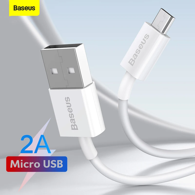 Baseus-cabo micro usb 2a carregamento rápido para xiaomi, redmi, samsung, oneplus, fio de dados, android, telefone móvel