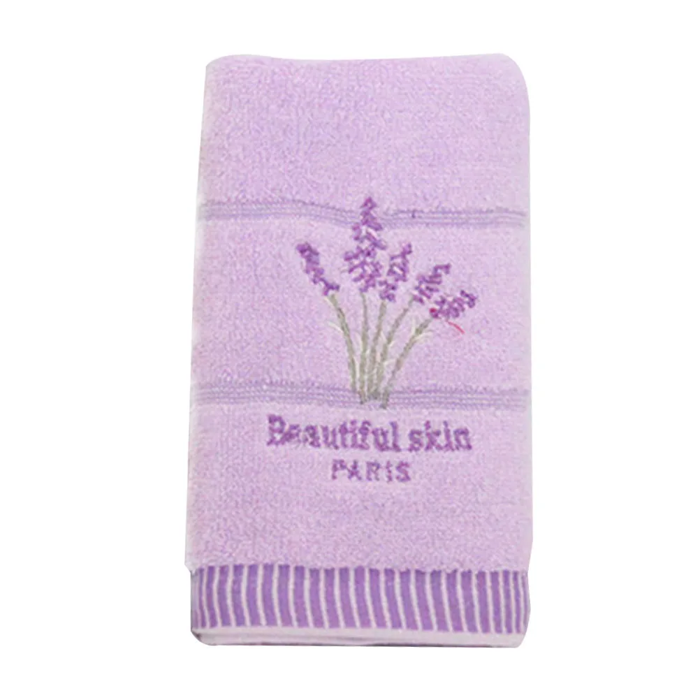 

Cotton Bath Towels Lavender Embroidery Barber Salon Hand Towel Fast Drying Super Absorbent Thick Machine Washable Violet