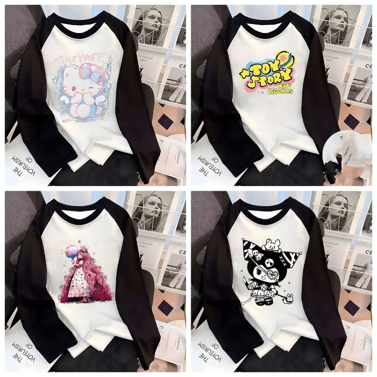 

Футболка с длинными рукавами с 3D мультяшным рисунком KT для мальчиков и девочек, осень и зима, милая и стильная верхняя одежда для детей всех