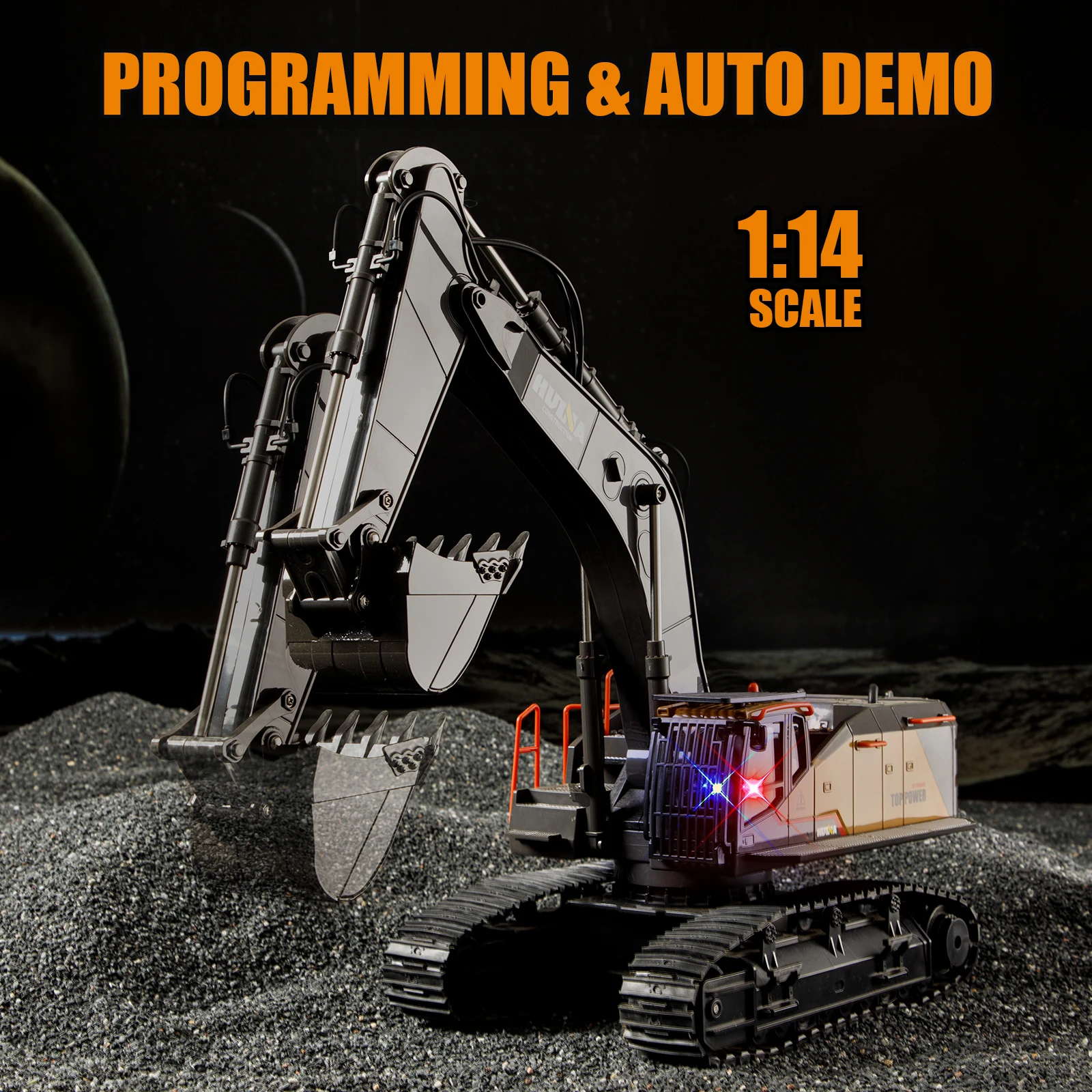 HUINA 1/14 RC Alloy Remote Control Excavator 2.4GHZ 22CH Wireless Remote Control Engineering Vehicle Model Boy Children\'s Toy