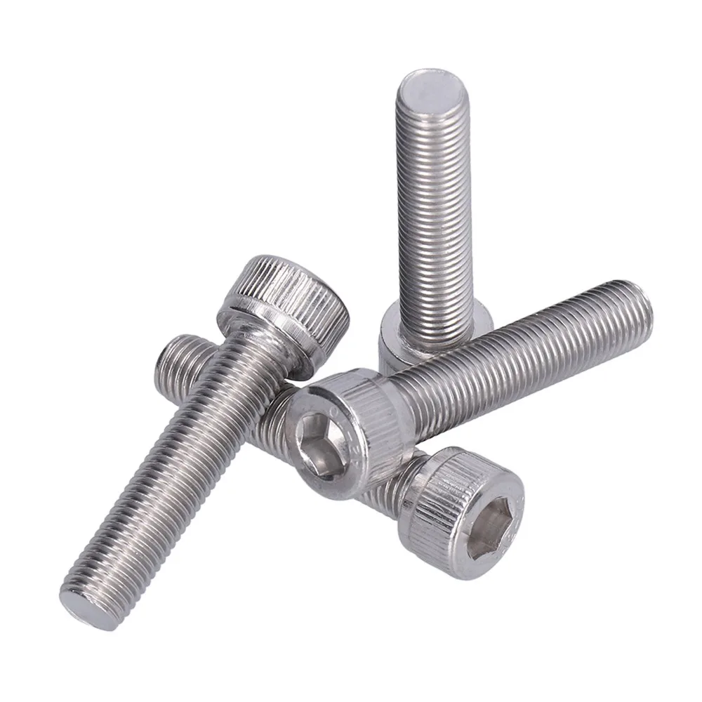 4PCS Hardware Stainless Steel Hex Bolt Fine Pitch 1.25mm Bright Finish Allen Head Bolt Machine Fastener For Automotive Industry