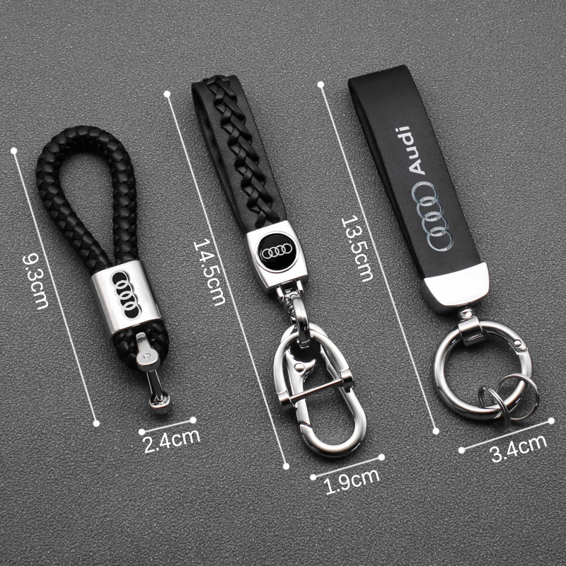 1pcs Car Key Chain Metal Logo Keyring Leather Keychain For Audi A6 A5 Q7 S4 S5 S7 A4 B9 A4L Q5 TT TTS RS 8S RS6 Sline Accessorie