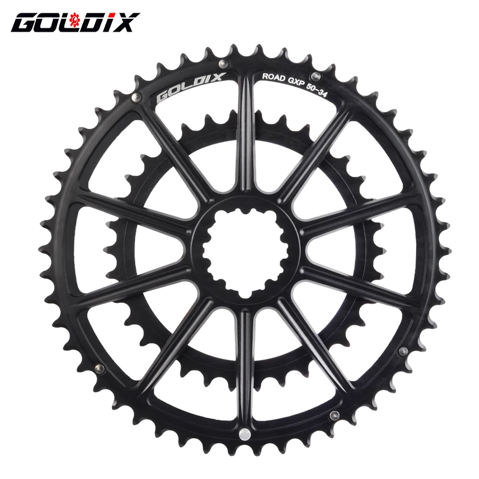 GOLDIX Direct Installation Double Chainring 7075 Al Alloy Material CNC Hollow Cutting for 20/22 Speed Road Bike Crankset