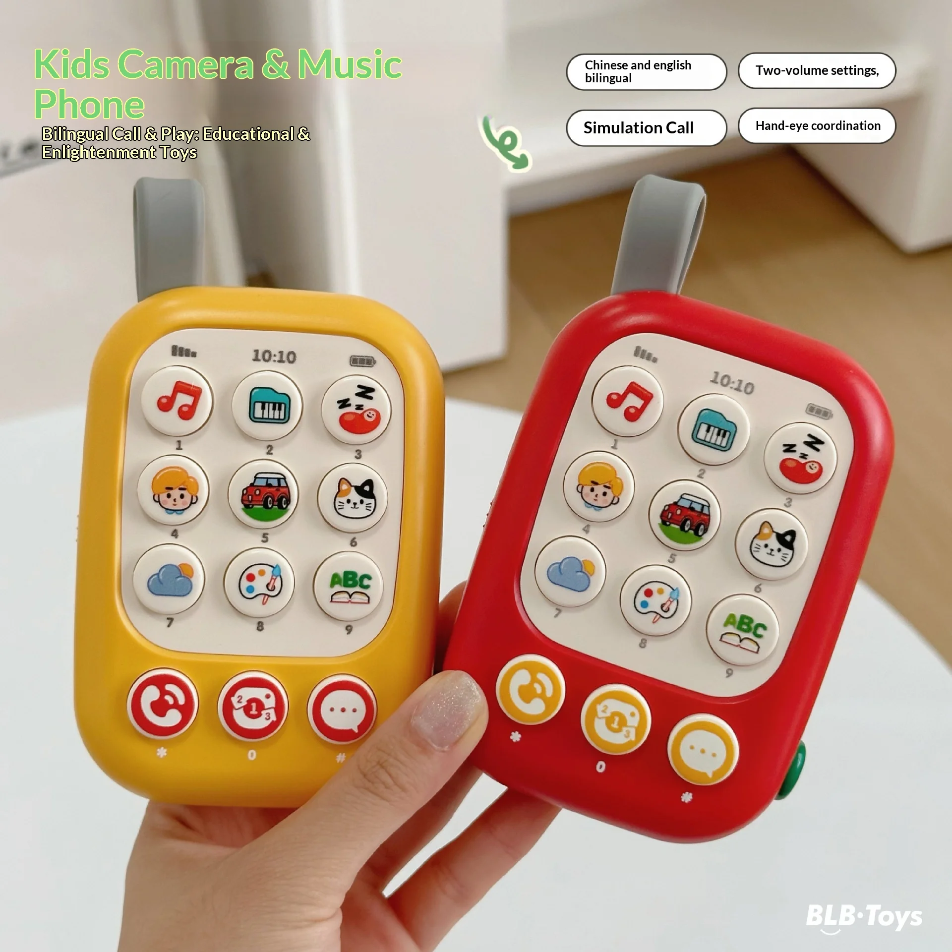 かわいい漫画風ミュージカルカメラバイリンガル学習電話赤ちゃん早期教育玩具幼児キッズギフト
