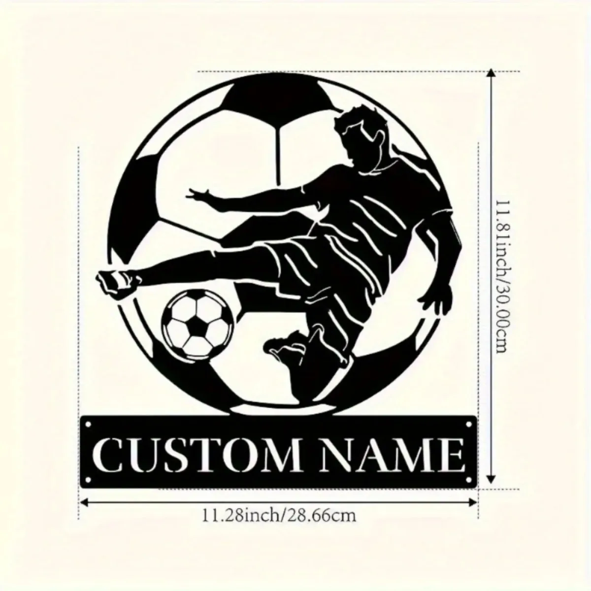 Crowd-Targeted Style: Football-Themed Iron Decor - Custom Soccer Player Wall Art with Personalized Name, Durable for Home