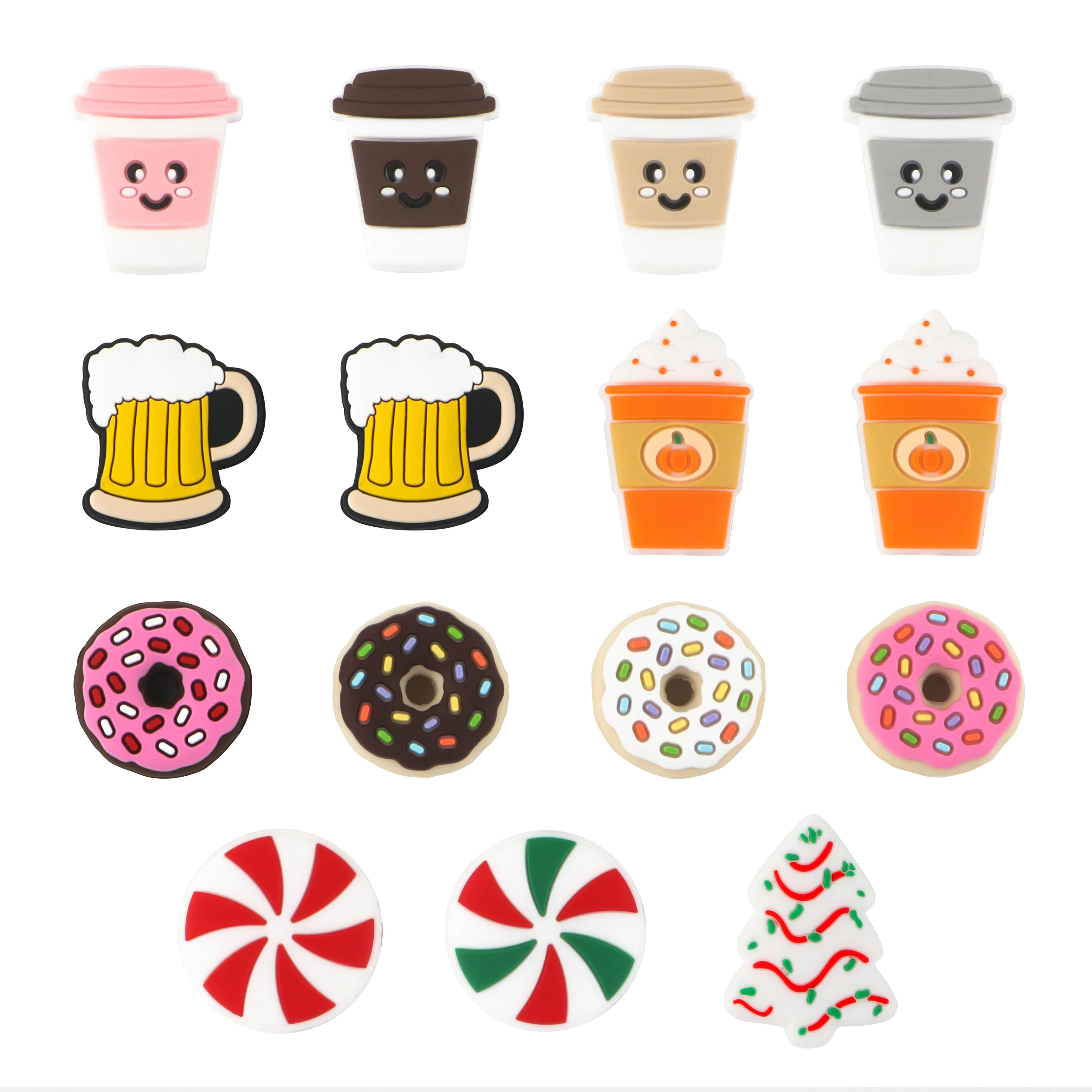 Imagen: 5/10 piezas de mini cuentas de silicona con forma de taza de café, taza de cerveza, donut, helado, para la creación de joyas, collares y cadenas de chupete.
