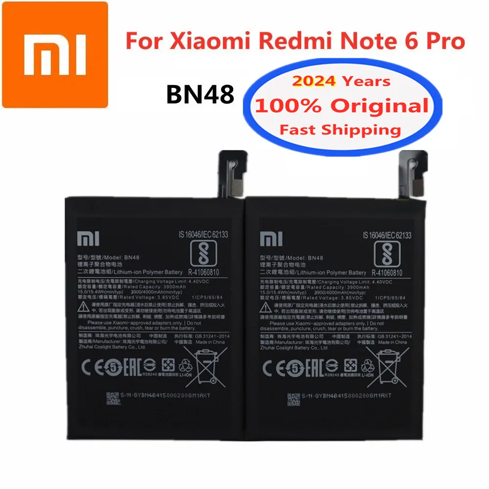 

2024 Years 100% Original Phone Battery BN48 For Xiaomi Redmi Note 6Pro 6 Pro Red rice Note6 Pro 4000mAh Bateria Battery