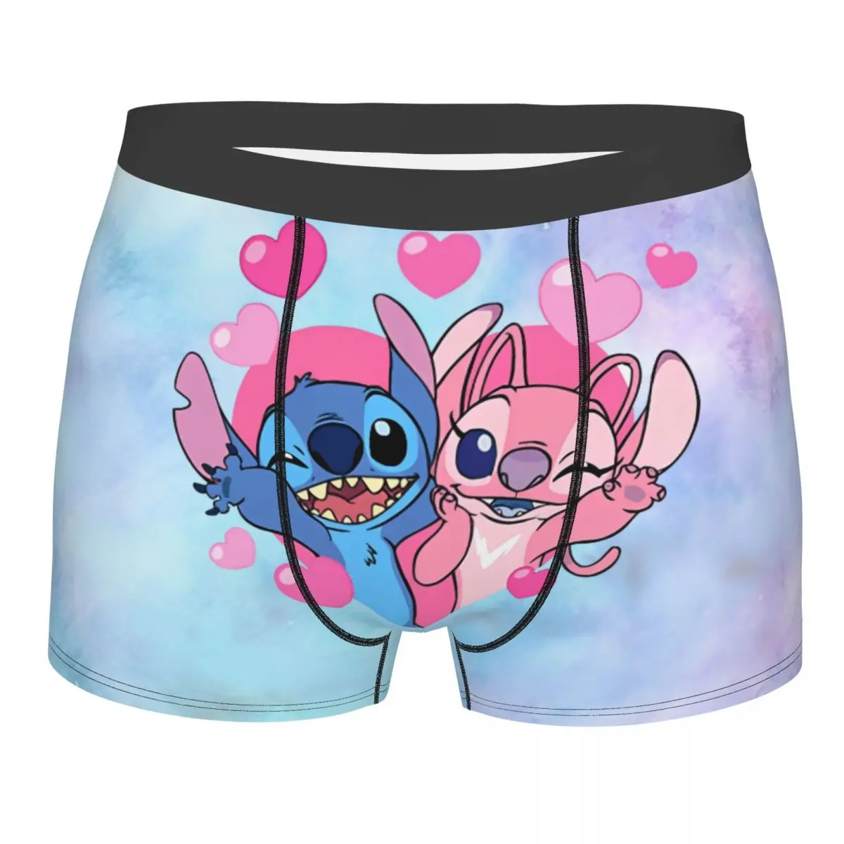 Custom Funny Stitch Angel Love Man Boxers Briefs Cozy Underwear Cute Cartoon Funny Underpants