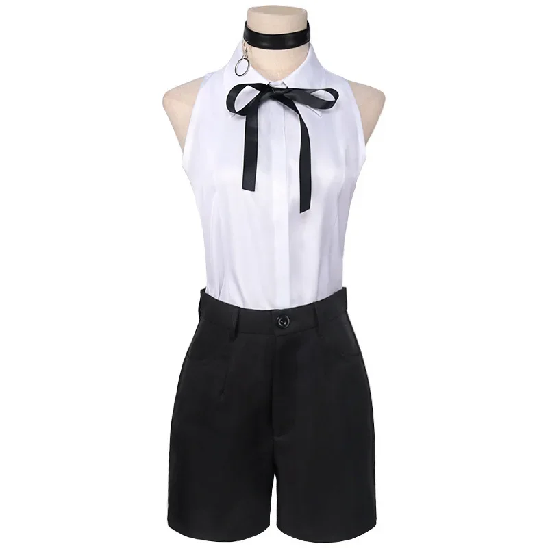 Motosserra Homem Reze Anime Cosplay Conjunto Uniforme, Colar Peruca, Halloween Carnaval Vestido de Festa para Menina, Kostum