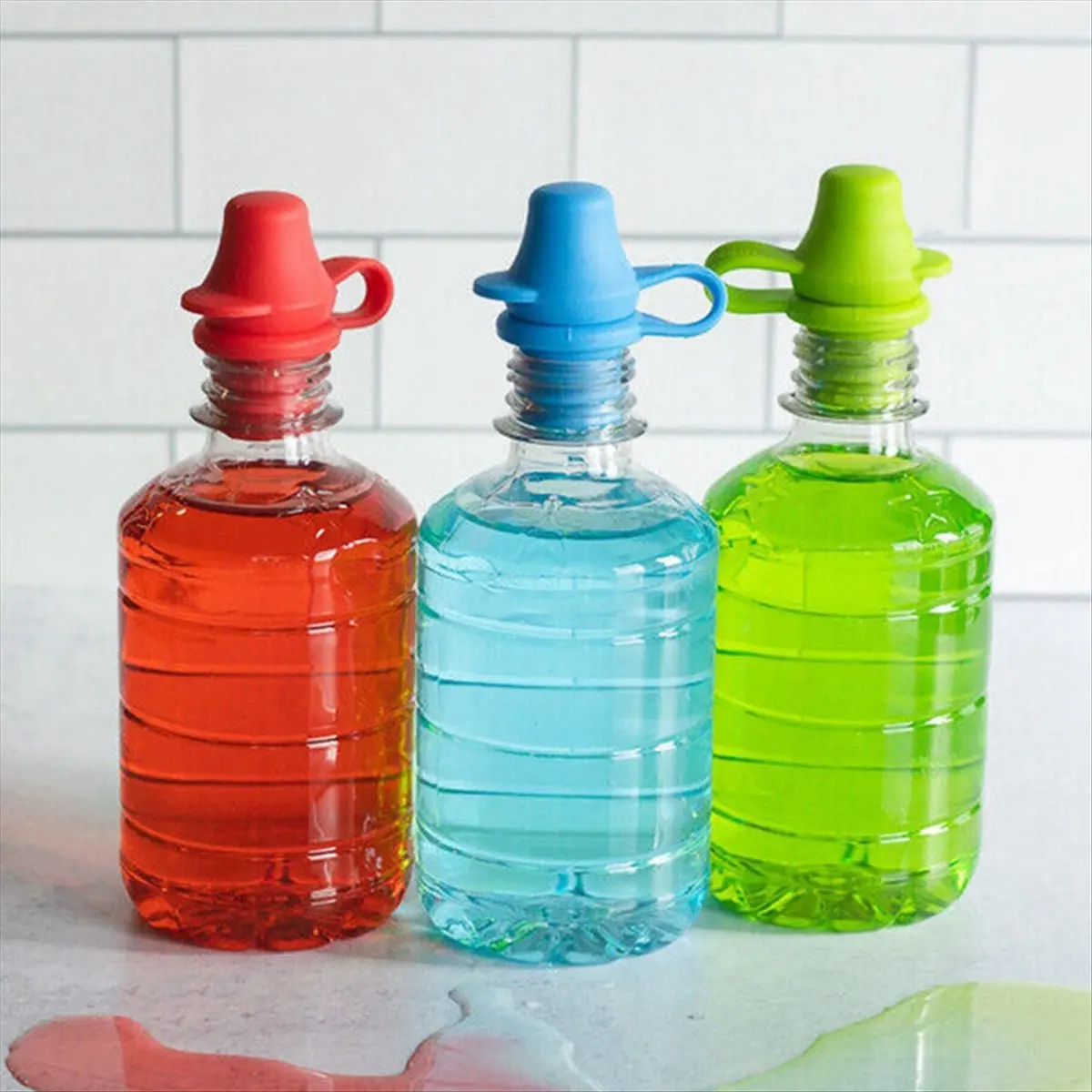 A74U 10pcs Portable No Spill Silicone Bottle Topper Spout Adapter with Water Leak Proof Topper Spout Blue