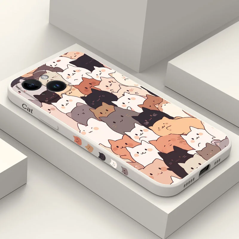 

Stacking Cat Phone Case For iPhone 16 15 14 13 12 11 X XR XS Plus Pro Max Mini Silicone Cover