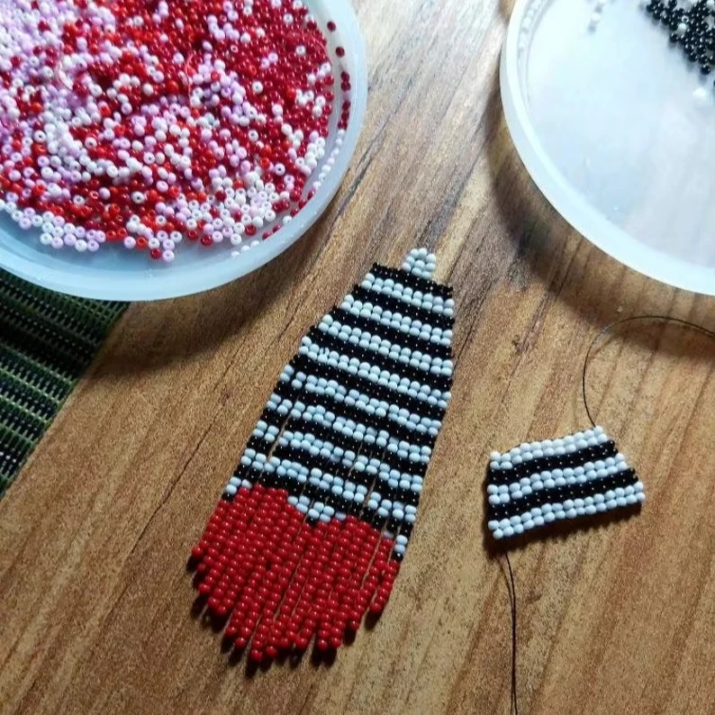 ZGMXR Rice bead earrings Color matching Versatile Hand-woven Fashion Simple Tassel Geometry  Bohemia Beaded earrings