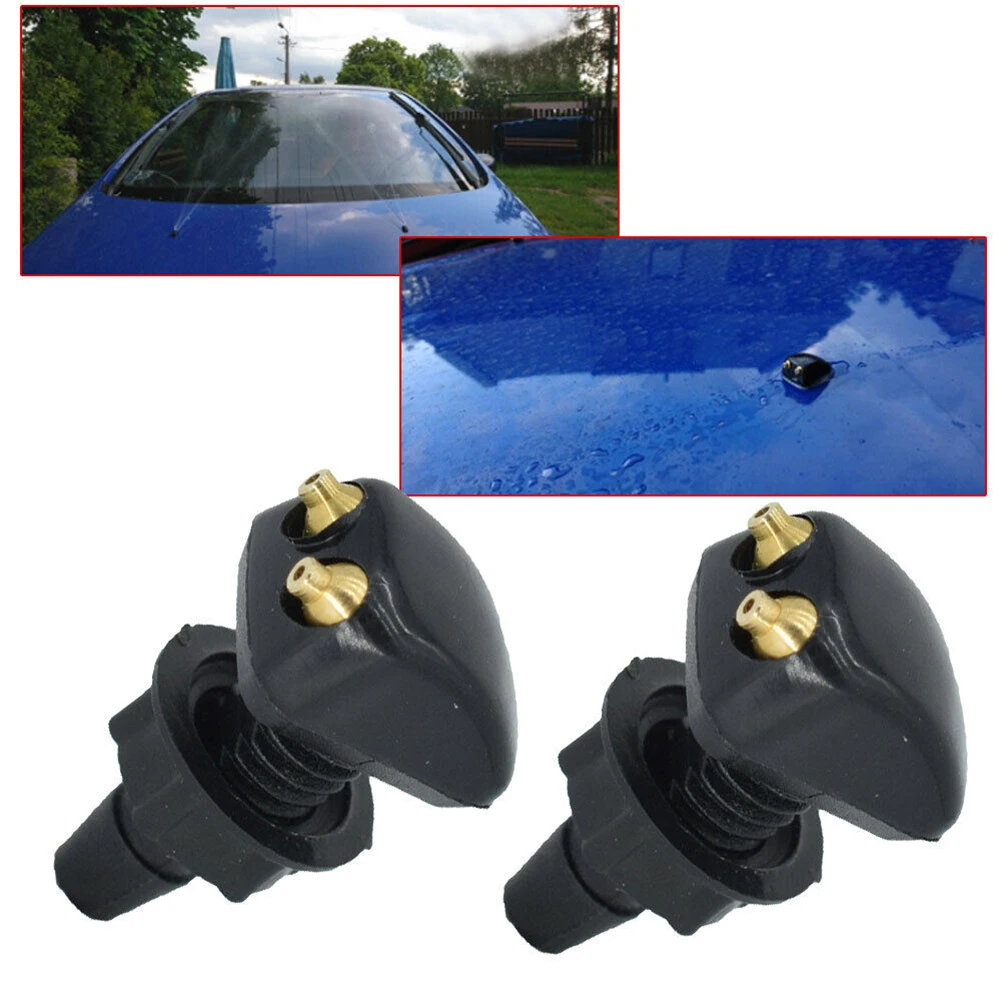 2Pcs Car Windshield Wiper Washer Spray Nozzle Fits Most Car Models Car Dual Holes Windshield Washer Nozzle Wiper Water Spray Jet