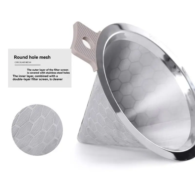 【EXCLUSIVE】Stainless Steel Coffee Filter Paperless Reusable Metal 300 Mesh Pour Over Coffee Dripper Strainer