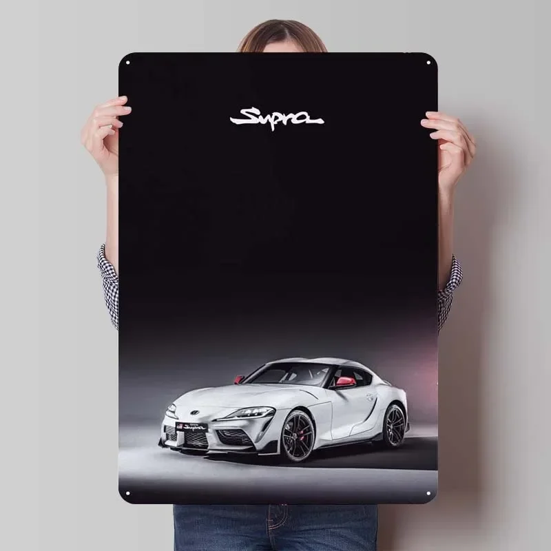 Плакат из жести автомобиля Toyota Supra, ретро винтажный металлический знак, табличка для гаража, настенное художественное украшение, украшение для игровой комнаты, украшение для дома