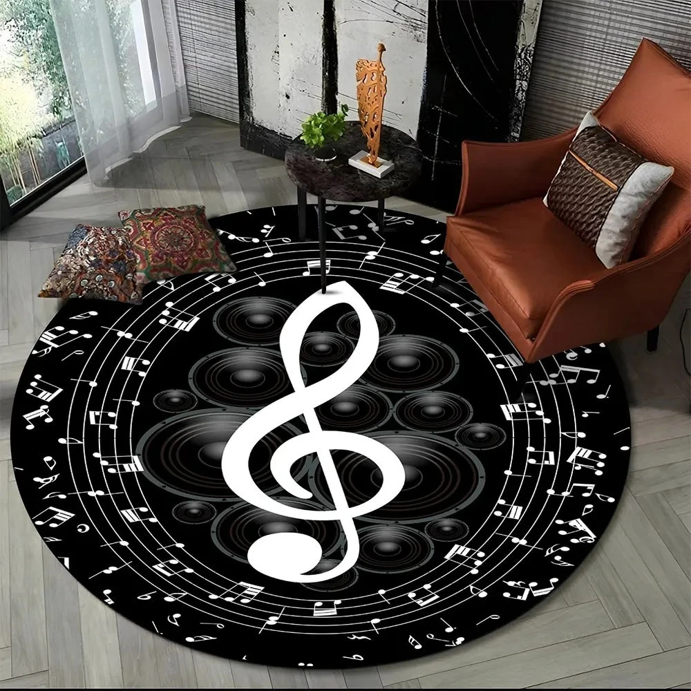 Retro Vinyl Record Round Doormat Black White Music Disc Graphic Rug Vintage Music Style Indoor Home Decor Entrance Floor Mat