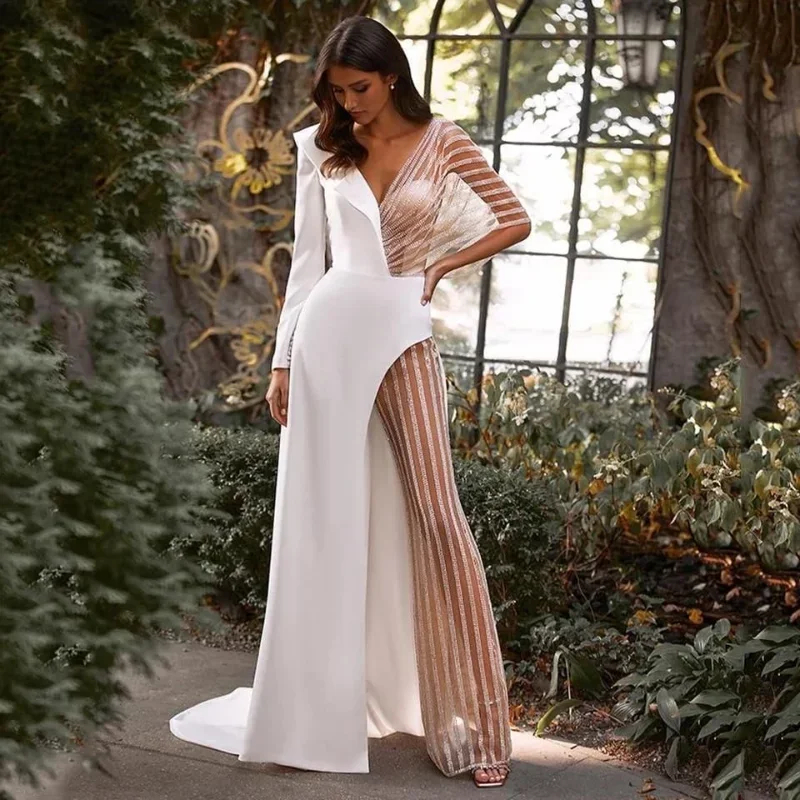 Korsett Bodenlangen Kleid Frauen Sexy Mesh Spleißen V-ausschnitt Unregelmäßige Cocktail Party Kleid Mode Elegante Langarm Hohe Taille