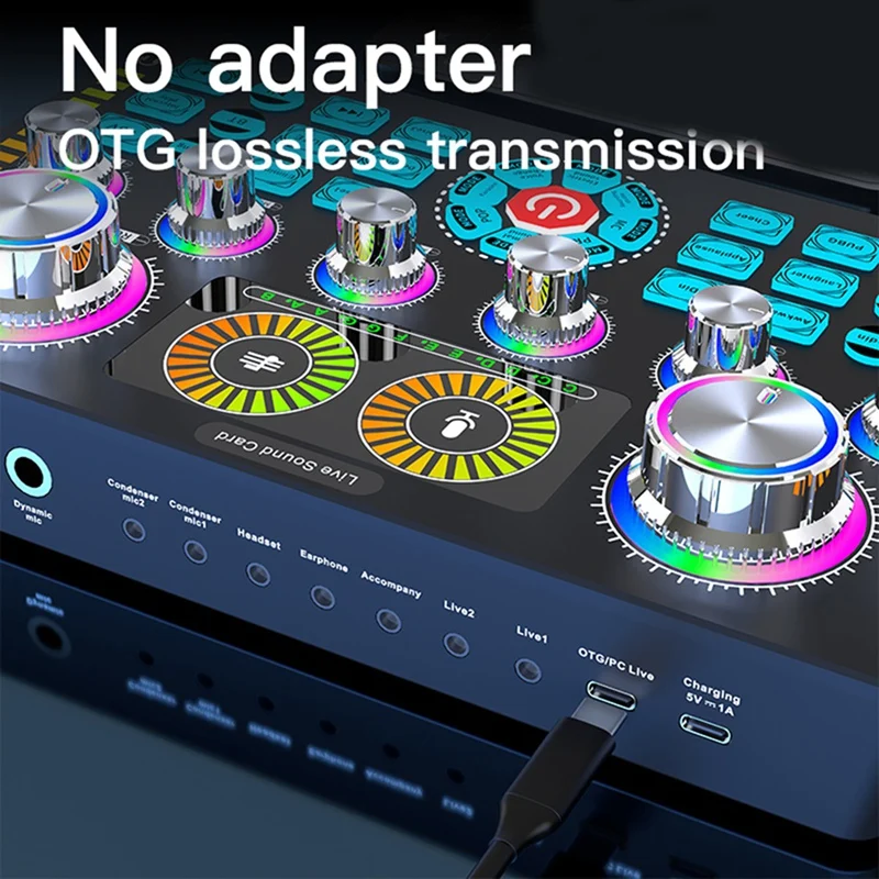 Mikser Udio USB Zewnętrzna karta dźwiękowa zestawu słuchawkowego Karta dźwiękowa do transmisji na żywo do telefonu komórkowego Komputera Mikser audio 48 V