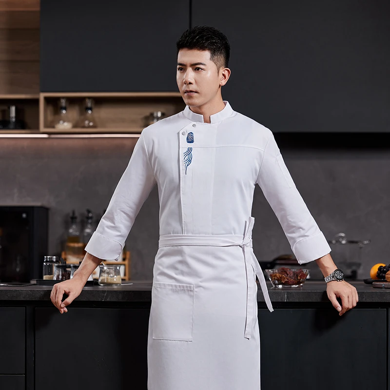 シェフ服3点セット卸売ケータリング作業服キッチンエプロン調理帽ベーカリークックシャツ作業服ウェイタースーツ