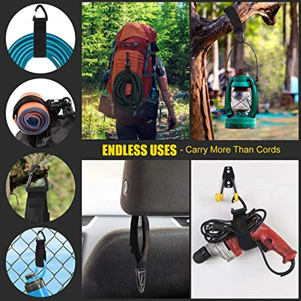 Storage Straps Triangle Buckle Cord Organizer Wire Manager for Power Cords Nylon Heavy Duty Cable image 6
