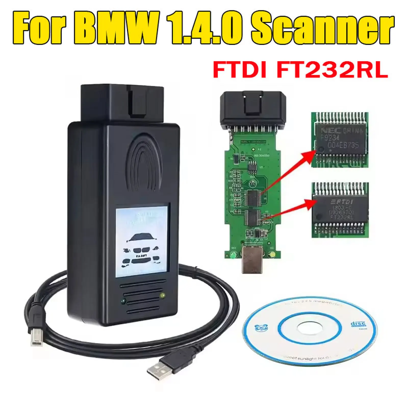 BMW E38 E39 E46 E53 E83 E85 シリーズ3 5 7 X5 X7用 OBD2スキャナー バージョン1.4.0 ロック解除済みコードリーダー OBD2自動診断ツールキット