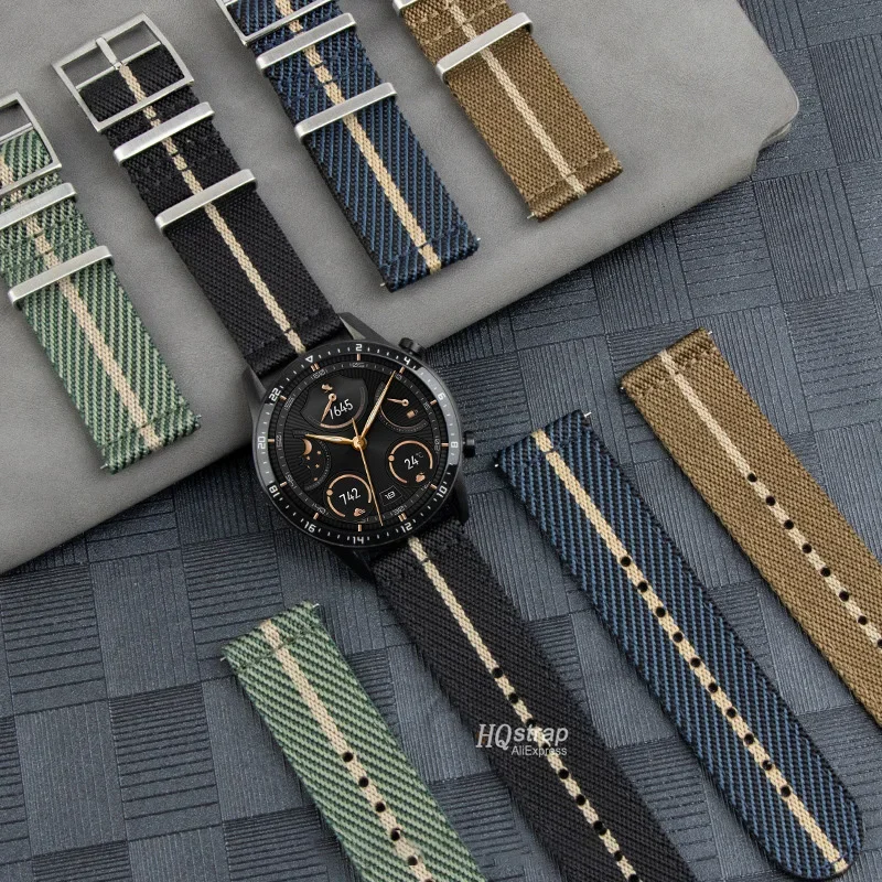 20mm Strap for Samsung Galaxy Watch6 5 4 40mm 44mm Pro Classic 43mm 47mm Belt for Rolex Watch Band 22mm Canvas Nylon Bracelet
