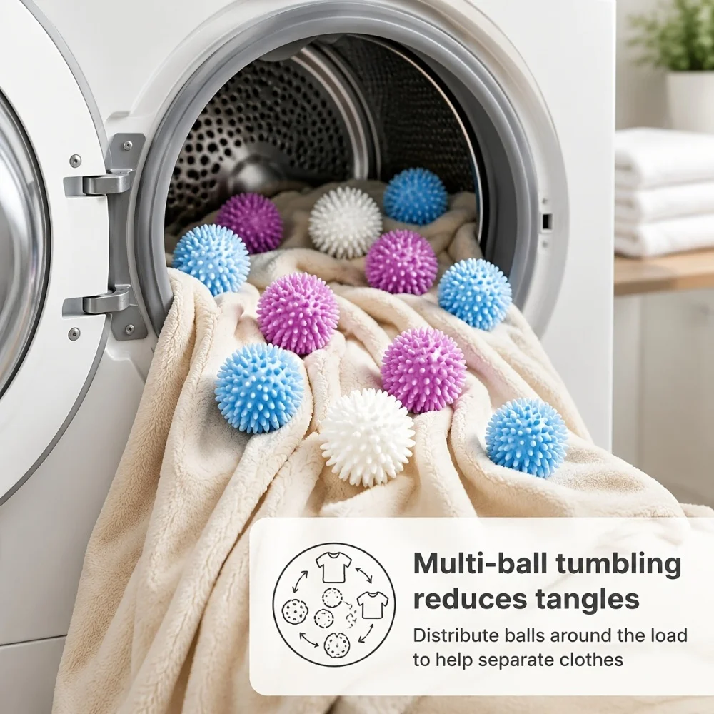 4Pcs Reusable Laundry Balls Gentle Cleaning Removes Dirt Hair Softens Clothes Prevents Tangling Durable PVC Mixed Colors