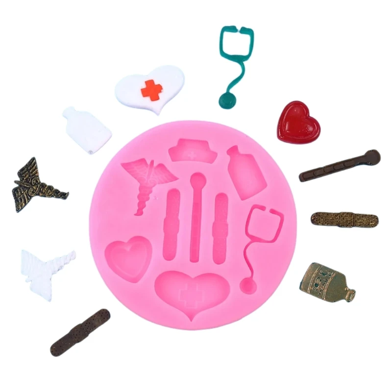 Hospital Tool Silicone Mold Nurse Medical Theme Cupcake Candy Chocolate Fondant Moulds Cake Decorating Tools Clay Resin Moulds