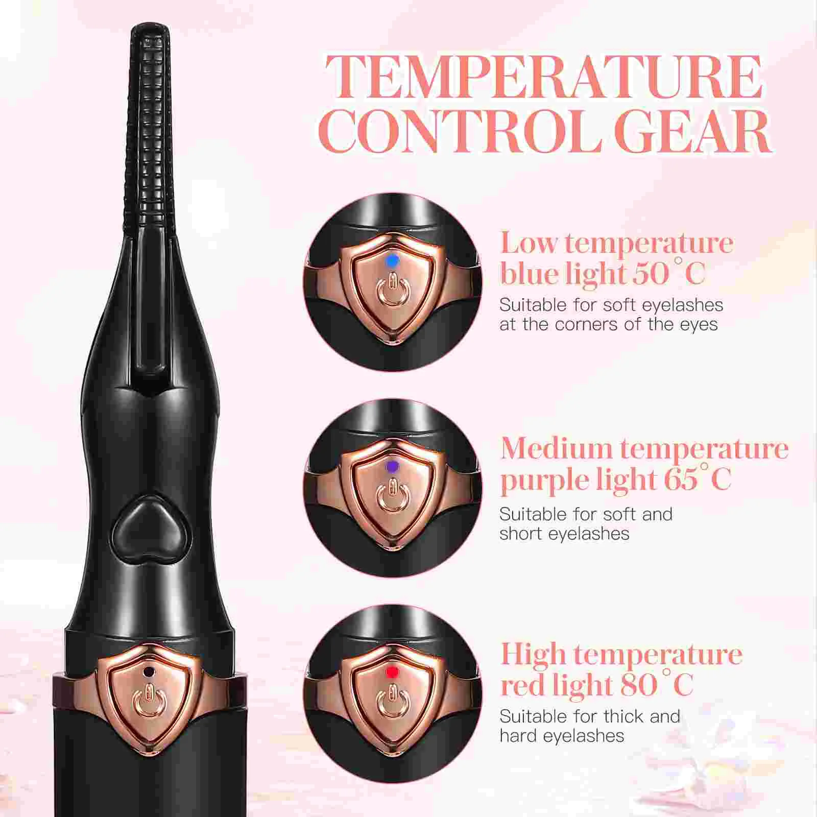 Heated Eyelash Curler เครื่องมือแต่งหน้าไฟฟ้าแบบพกพา Curling อุปกรณ์ความร้อนดัดผมมาสคาร่าสีดํา