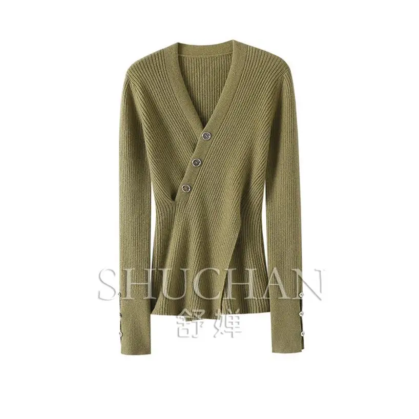 

V-neck 100% pure cashmere sweater women's pure cashmere sweater knitted sweater slim-fitting bottoming sueter mujer invierno