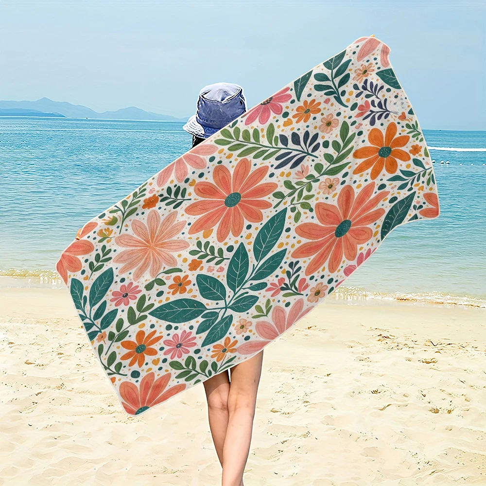 Soft Microfiber Beach Towel Small Floral  Beach Towel,soft and Absorbent,essential for Camping,swimming,and Beach Activities