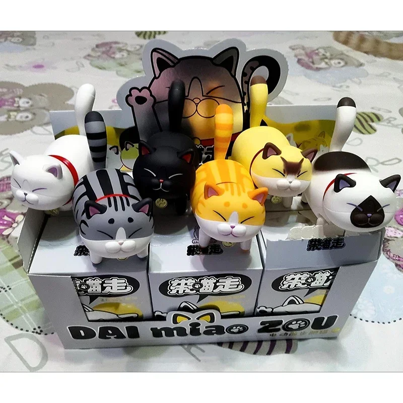 Gato elétrico Blind Box Personagem, Animal ambulante Anime, Kawaii Caja Ciega, Personagens de ação decorativos, Surpresa misteriosa, Crianças