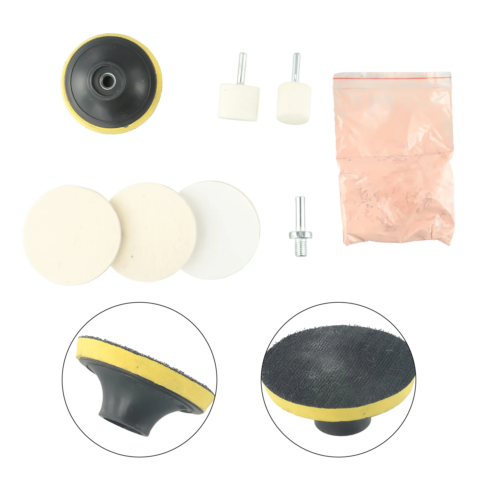 

8pcs/set Car Windshield Glass Scratch Removal Cerium Oxide Powder Rayon Felt Polish Pad+Wool Felt Polish Wheel Glass Polish Kit