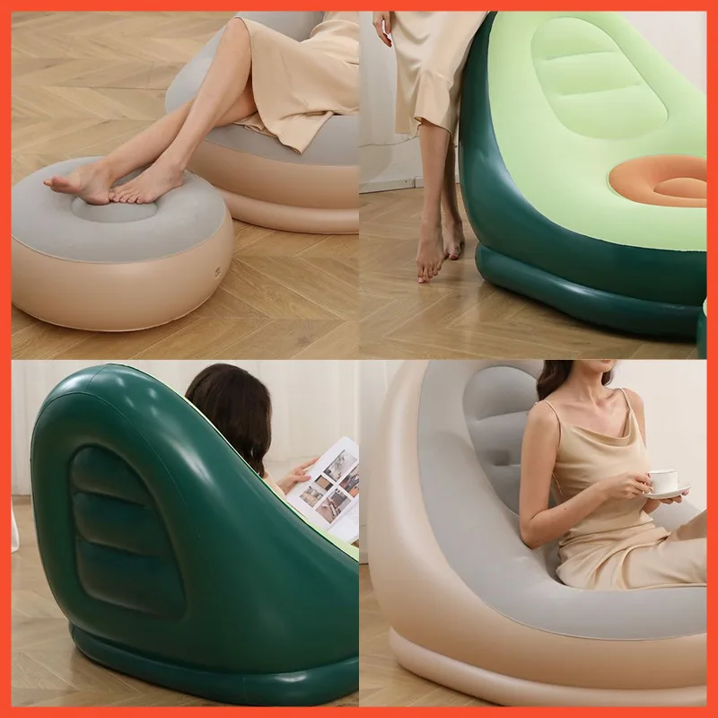 Inflatable Portable Sofa Folding Lazy Bean Bag Sofas Chair Pouf Puff Couch Tatami Living Room Footstool Inflatable Bed Set