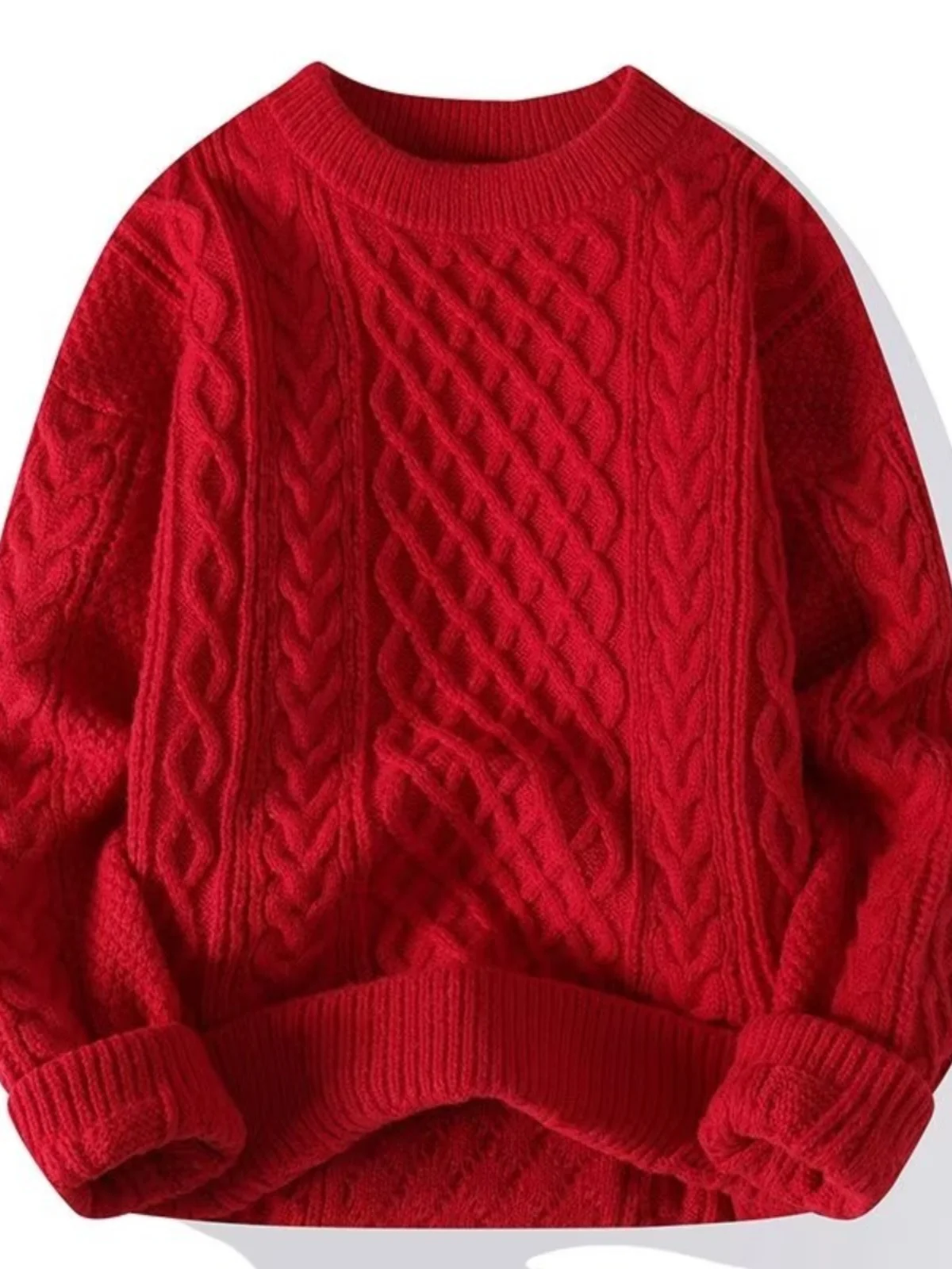 Thiened round Ne Knitted Sweater for Teens Autumn Winter Warm Casual Sle Men's Inner Wear Polyester Fiber Long Sve