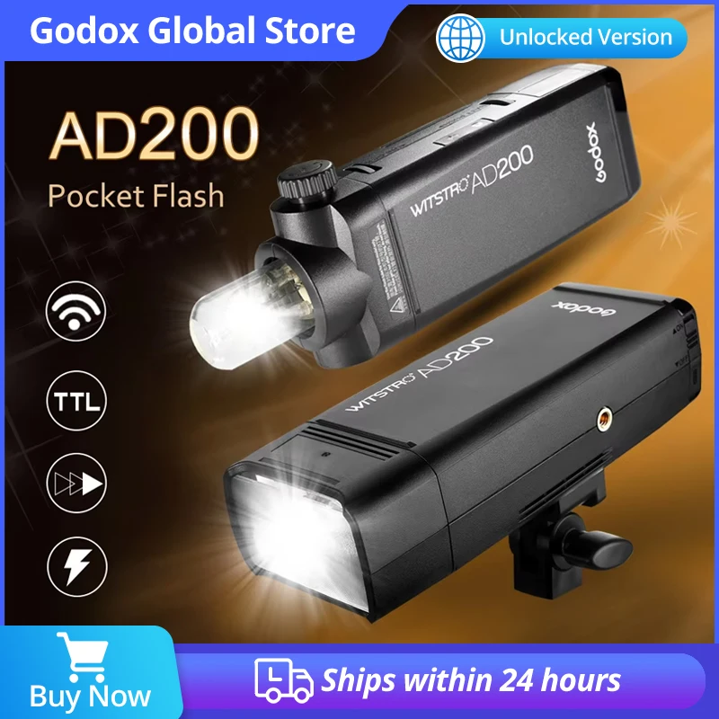 Godox AD200 200Ws TTL GN60 High Speed Sync Pocket Flash + Godox Xpro-C/N/F Transmitter for Canon Nikon Fujifilm Camera