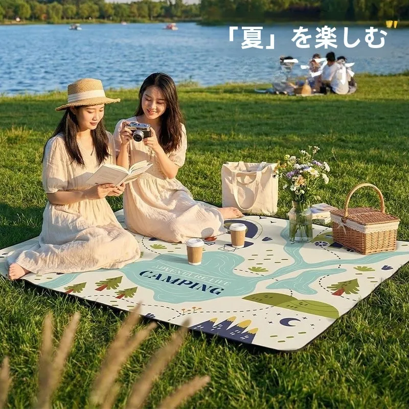 大型厚手のポータブルピクニックマット防水防湿屋外テントグラウンドマットキャンプバーベキューグラスシートクッション