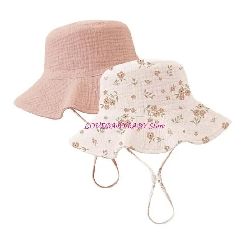 2pcs/set muselina baby sun gat upf50+ cubo cubo ancho correa barbilla ajustable para niñas para niños verano esencial 4xbc