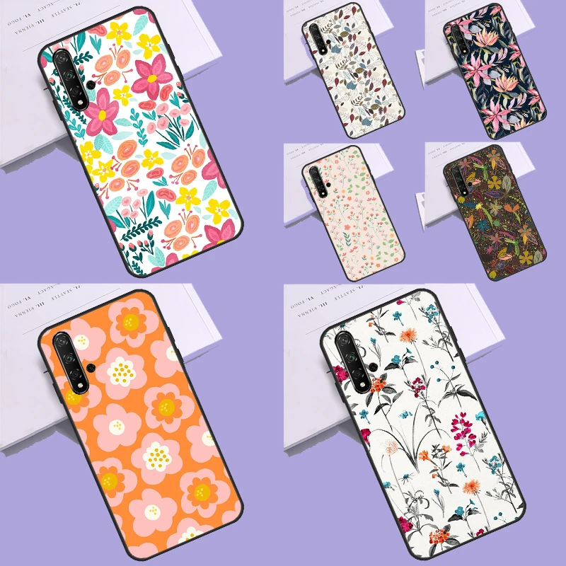 Floral Theme Pattern Case For Huawei P20 P30 P40 Lite P60 Mate 60 Pro Nova 10 9 SE 5T 11i 8i 3i Y60 Y61 Y70 Y90